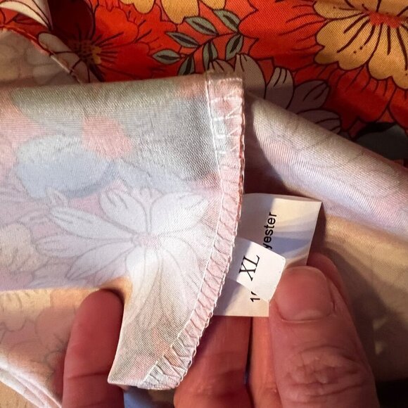 Vintage-Inspired Floral Tiered Maxi Skirt Orange Elastic Waist XL - Picture 4 of 8